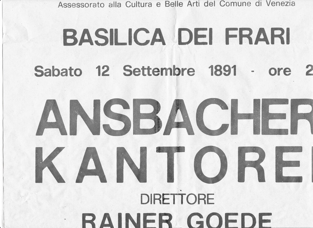 das berühmteste Chorplakat der Ansbacher Jugendkantorei vom September 1981... pardon, natürlich 1891!